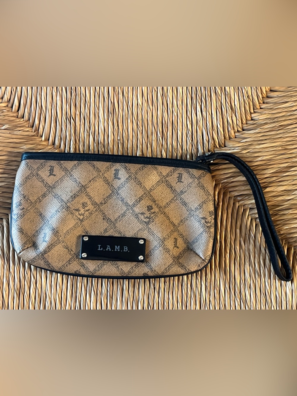 RARE Vintage Y2K L.A.M.B. Gwen Stefani Icon Stencil Monogram Wristlet Pouch